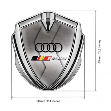 Audi RS6 Bodyside Emblem Badge Silver Polished Curved Metal Edition