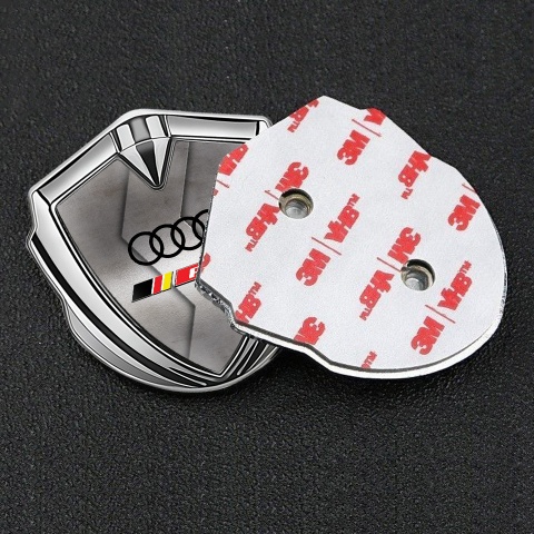 Audi RS6 Bodyside Emblem Badge Silver Polished Curved Metal Edition