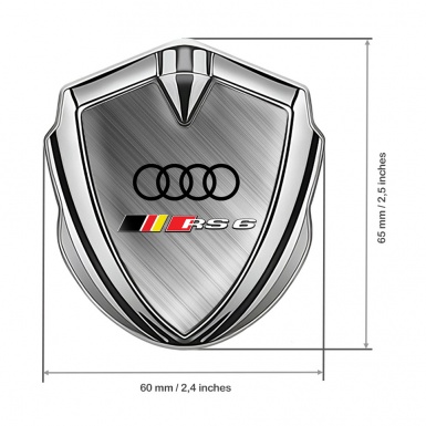 Audi RS6 Bodyside Domed Emblem Silver Brushed Aluminum Edition