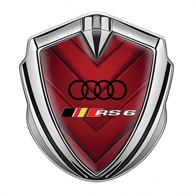 Audi RS6 Bodyside Emblem Self Adhesive Silver Red Elements Edition