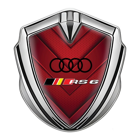 Audi RS6 Bodyside Emblem Self Adhesive Silver Red Elements Edition