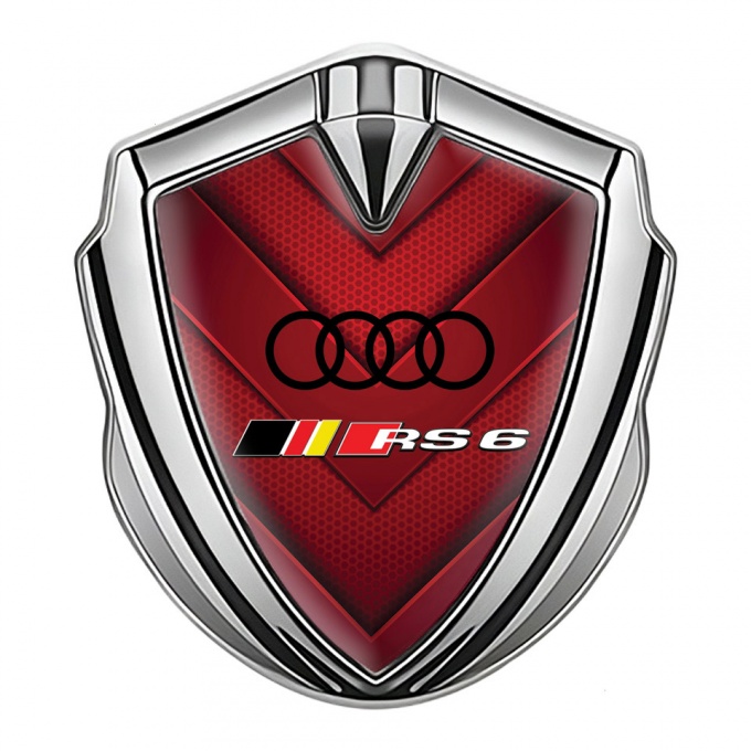 Audi RS6 Bodyside Emblem Self Adhesive Silver Red Elements Edition