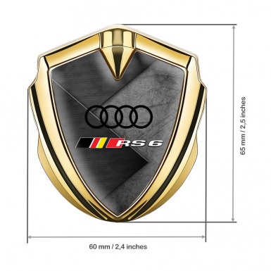 Audi RS6 Metal Emblem Self Adhesive Gold Greyscale Scratched Texture