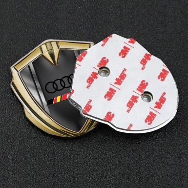 Audi RS6 Metal 3D Domed Emblem Gold Polished Frame Black Edition