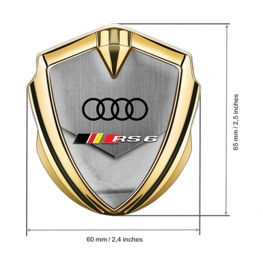 Audi RS6 Emblem Badge Self Adhesive Gold Stone Pattern Classic Logo