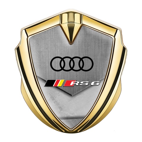Audi RS6 Emblem Badge Self Adhesive Gold Stone Pattern Classic Logo