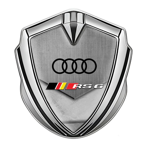 Audi RS6 Emblem Badge Self Adhesive Silver Stone Pattern Classic Logo