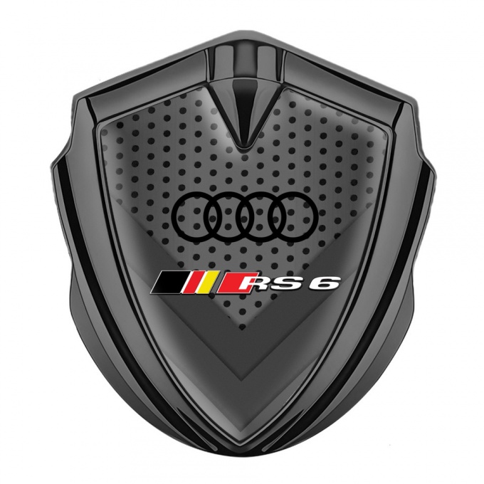 Audi RS6 Emblem Fender Badge Graphite Industrial Mesh Black Edition