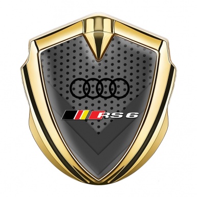 Audi RS6 Emblem Fender Badge Gold Industrial Mesh Black Edition