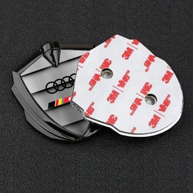 Audi RS6 Fender Emblem Badge Graphite Shutter Style Black Logo Design