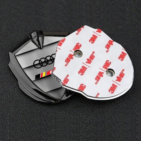 Audi RS6 Fender Emblem Badge Graphite Shutter Style Black Logo Design