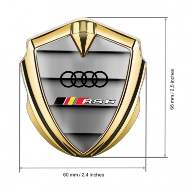 Audi RS6 Fender Emblem Badge Gold Shutter Style Black Logo Design
