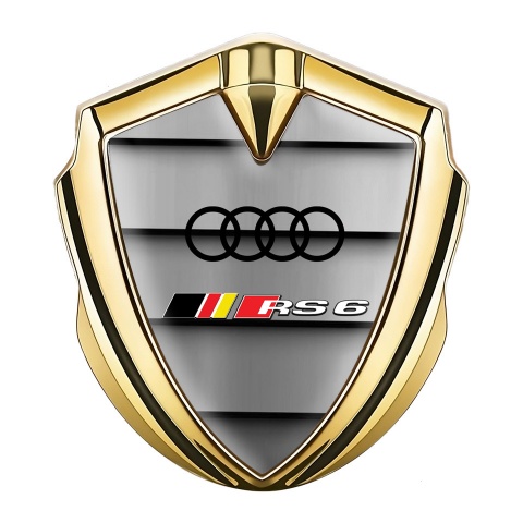 Audi RS6 Fender Emblem Badge Gold Shutter Style Black Logo Design