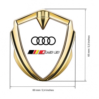 Audi RS6 Emblem Trunk Badge Gold White Pearl Base Sport Logo Design