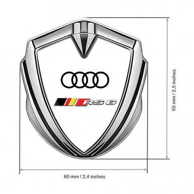 Audi RS6 Emblem Trunk Badge Silver White Pearl Base Sport Logo Design