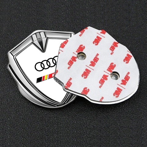 Audi RS6 Emblem Trunk Badge Silver White Pearl Base Sport Logo Design