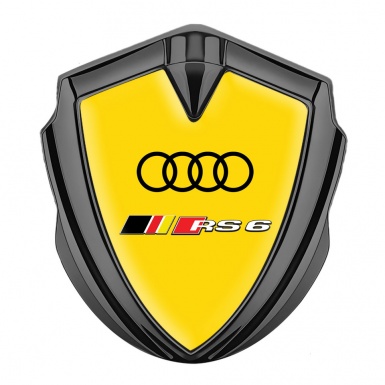 Audi RS6 Bodyside Emblem Badge Graphite Yellow Fill Rennsport Edition