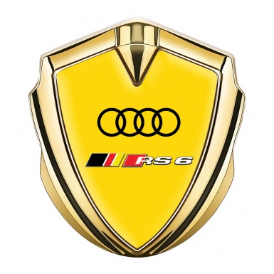 Audi RS6 Bodyside Emblem Badge Gold Yellow Fill Rennsport Edition