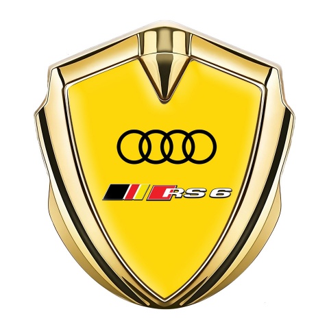 Audi RS6 Bodyside Emblem Badge Gold Yellow Fill Rennsport Edition