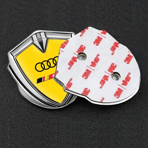Audi RS6 Bodyside Emblem Badge Silver Yellow Fill Rennsport Edition
