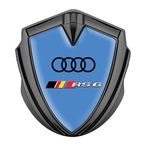 Audi RS6 Trunk Emblem Badge Graphite Glacial Blue Rennsport Design