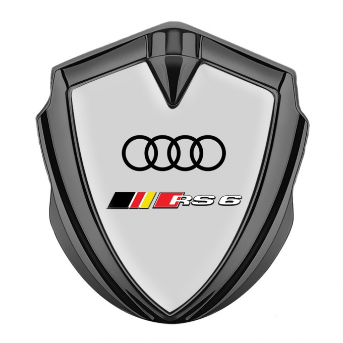 Audi RS6 Emblem Car Badge Graphite Moon Grey Fill Racing Sport Design