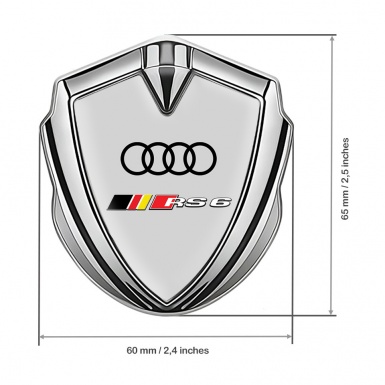 Audi RS6 Emblem Car Badge Silver Moon Grey Fill Racing Sport Design