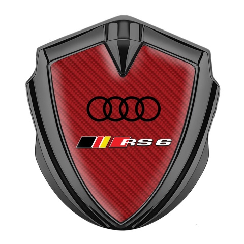 Audi RS6 Bodyside Emblem Self Adhesive Graphite Red Carbon Racing Logo