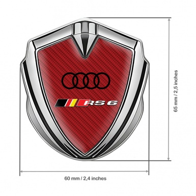 Audi RS6 Bodyside Emblem Self Adhesive Silver Red Carbon Racing Logo