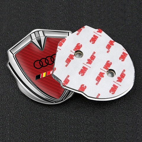 Audi RS6 Bodyside Emblem Self Adhesive Silver Red Carbon Racing Logo