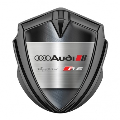 Audi RS Metal 3D Domed Emblem Graphite Polished Metal Effect