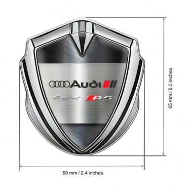 Audi RS Metal 3D Domed Emblem Silver Polished Metal Effect