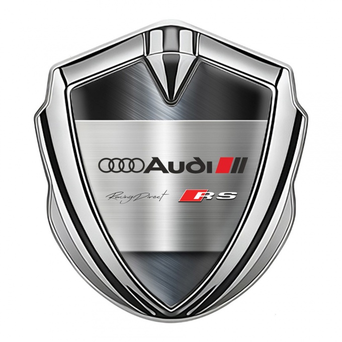 Audi RS Metal 3D Domed Emblem Silver Polished Metal Effect