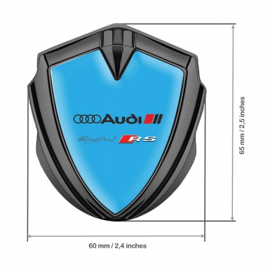 Audi RS Emblem Badge Self Adhesive Graphite Sky Blue Base Sport Logo