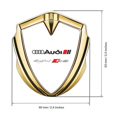 Audi RS Emblem Self Adhesive Gold White Base Classic Logo Edition