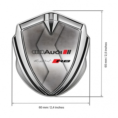 Audi R8 Emblem Car Badge Silver Metallic Texture Racing Spirit