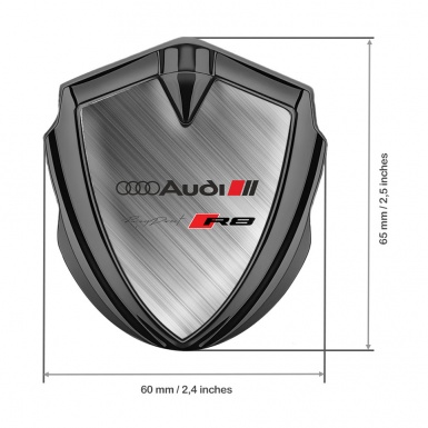Audi R8 Bodyside Domed Emblem Graphite Brushed Steel Racing Motif