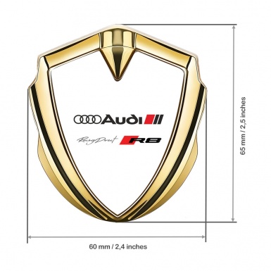 Audi R8 Bodyside Emblem Self Adhesive Gold White Base Sport Design