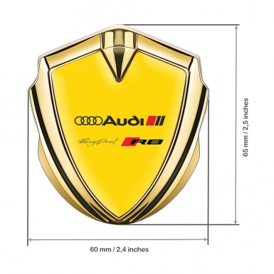 Audi R8 Metal Emblem Self Adhesive Gold Yellow Base Sport Logo