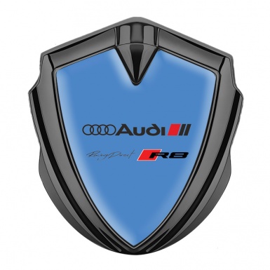 Audi R8 Metal 3D Domed Emblem Graphite Blue Fill Racing  Direct Edition