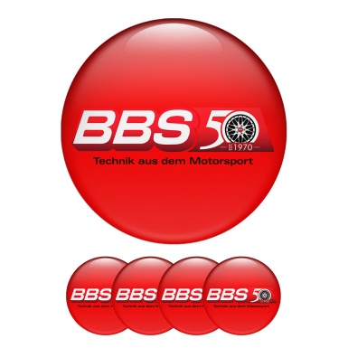 BBS Wheel Center Cap Domed Stickers Red Retro 1970