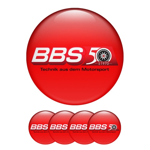 BBS Wheel Center Cap Domed Stickers Red Retro 1970