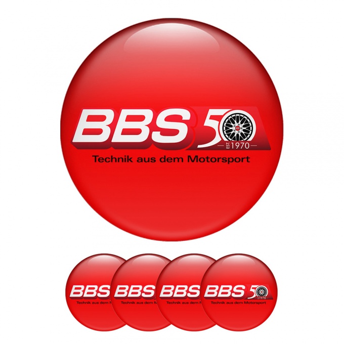 BBS Wheel Center Cap Domed Stickers Red Retro 1970