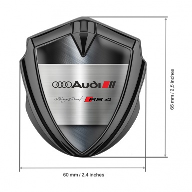 Audi RS4 Emblem Badge Self Adhesive Graphite Metallic Surface Edition