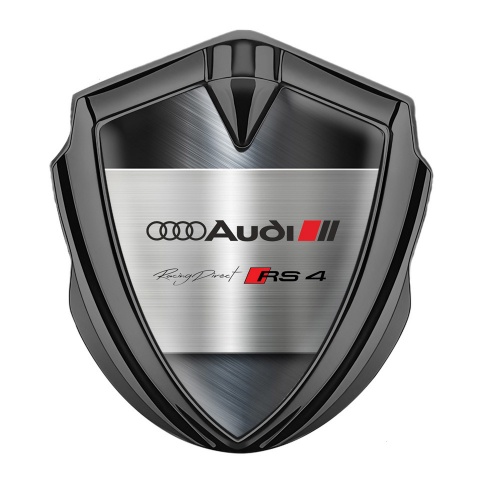 Audi RS4 Emblem Badge Self Adhesive Graphite Metallic Surface Edition