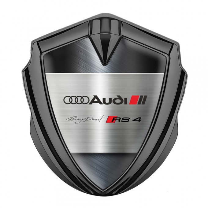 Audi RS4 Emblem Badge Self Adhesive Graphite Metallic Surface Edition