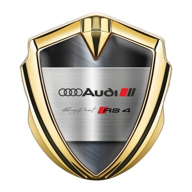 Audi RS4 Emblem Badge Self Adhesive Gold Metallic Surface Edition
