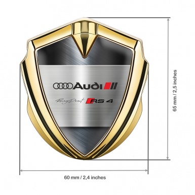 Audi RS4 Emblem Badge Self Adhesive Gold Metallic Surface Edition