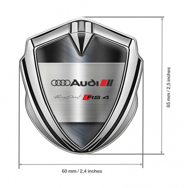 Audi RS4 Emblem Badge Self Adhesive Silver Metallic Surface Edition