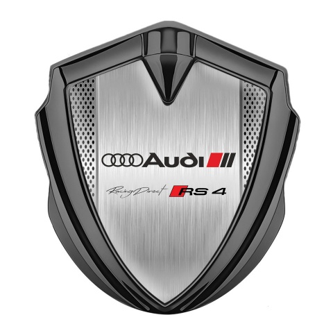 Audi RS4 Emblem Fender Badge Graphite Brushed Alloy Sport Edition